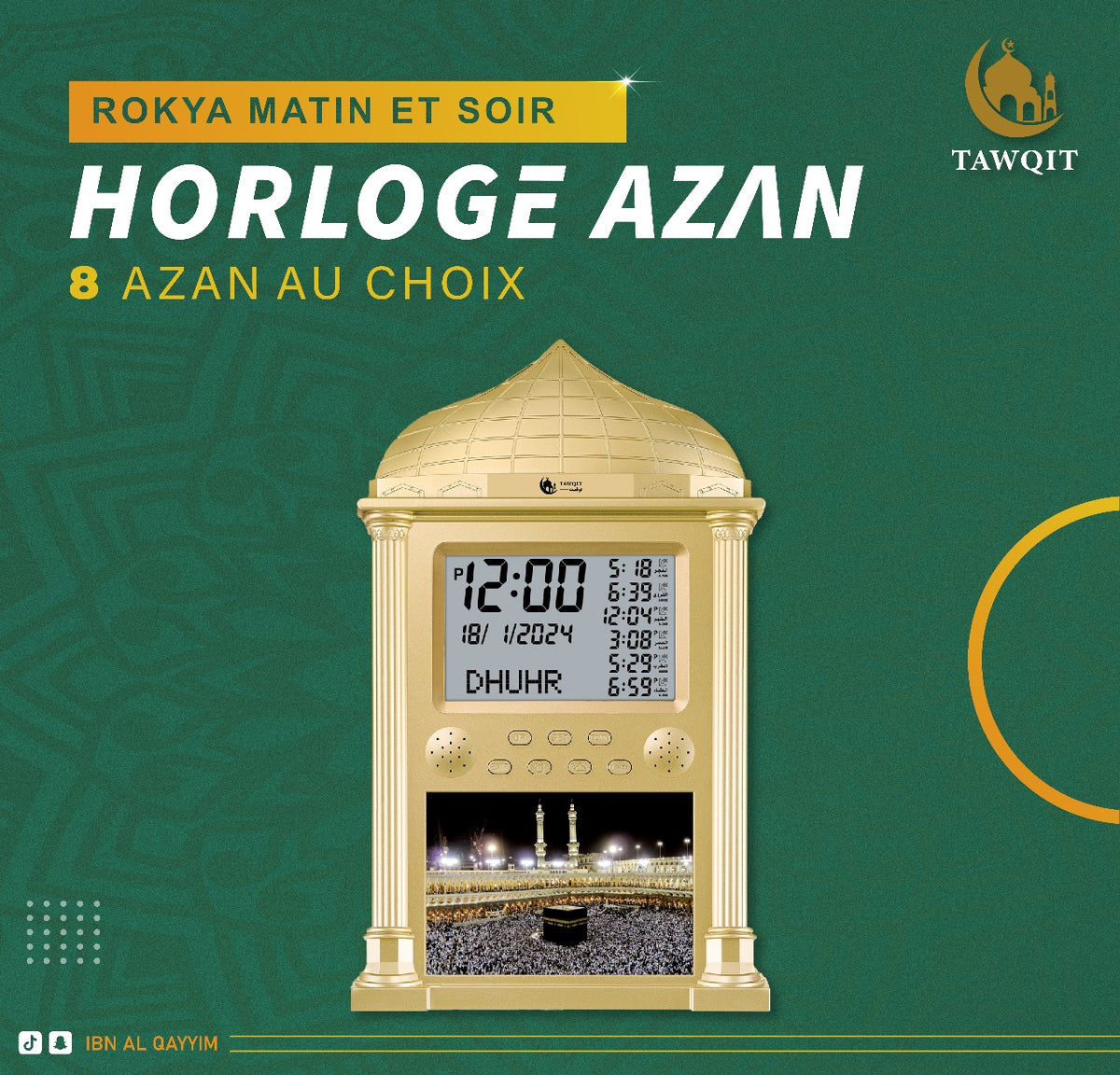 Horloge Azan Murale Dôme – TAWQIT
