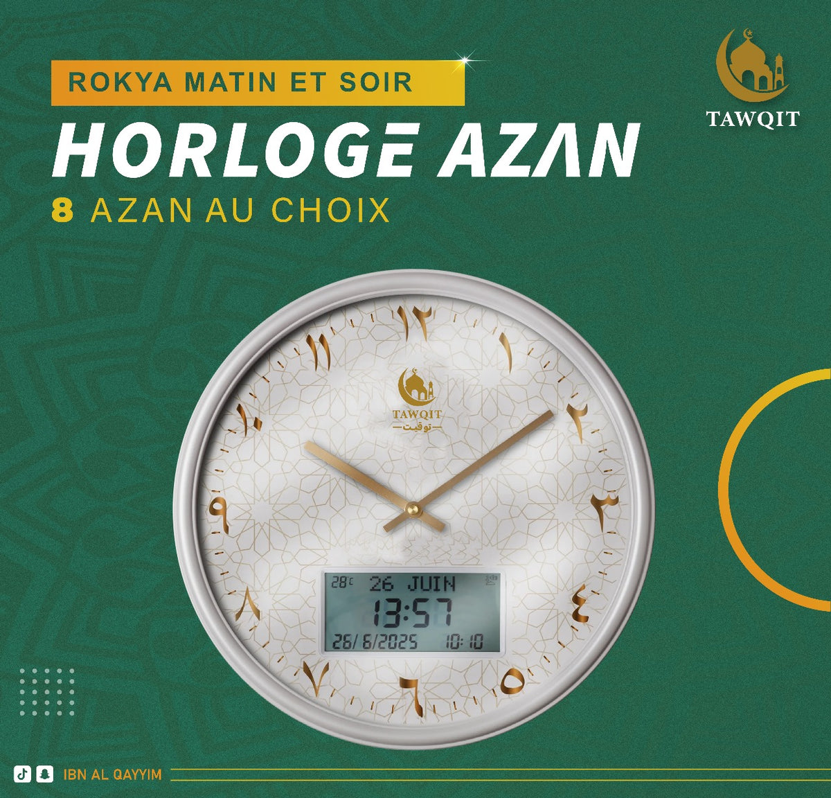 Horloge Azan Murale Ronde – TAWQIT